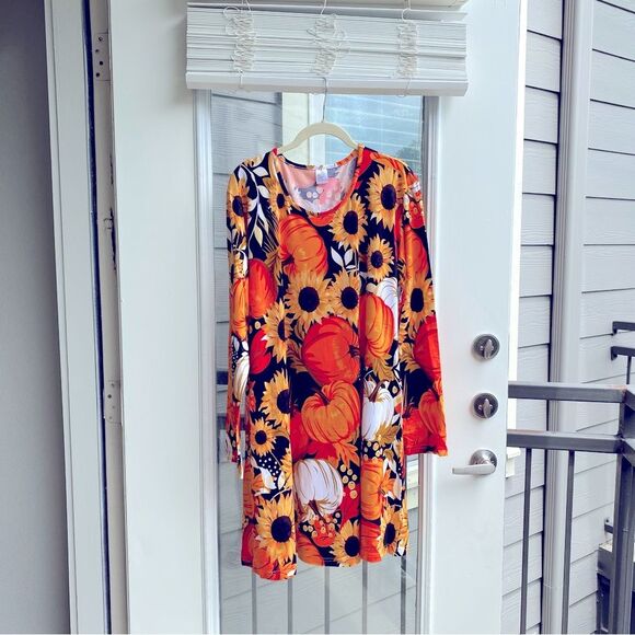 METRO Gold Fit & Flare Cottagecore Festival Scoop Neck Long Sleeve Dress XL - Picture 4 of 4